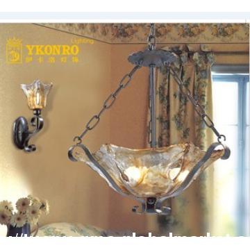 Decorative European Art and Classical Steel and Glass Pendant Lamp