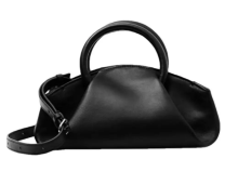 Folding Micro Leather Tote Bag - Black