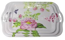 Rectangle melamine service tray set