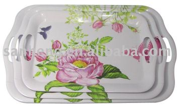 Rectangle melamine service tray set