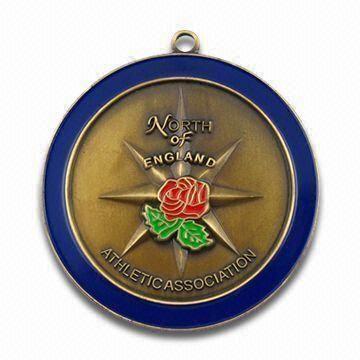 Metal Sports Medal with Antique Gold-plated Color