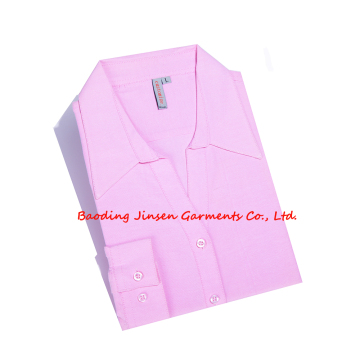 Customizable Oxford Pink Open Neck Uniform Blouse