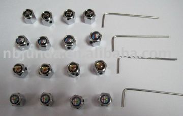Anti-theft locking type car logo valve caps