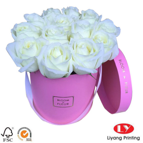 Pink Luxury Flower Gift Boxes Round with Handle