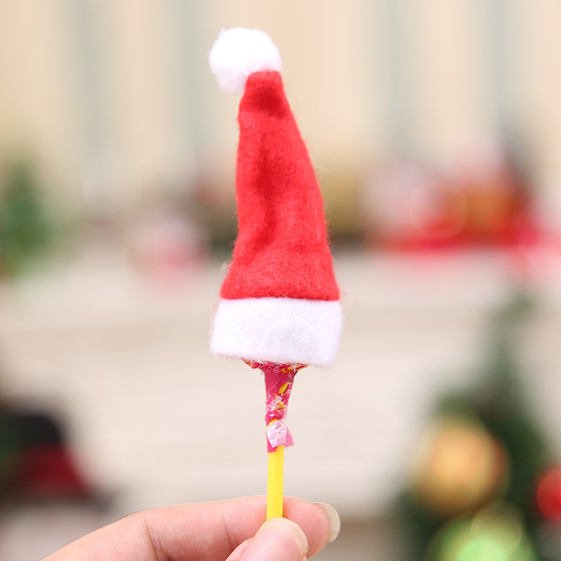 30Pcs Hot Sale Mini Santa Claus Hat Christmas Xmas Holiday Lollipop Top Topper Cover for Festival Christmas Decoration For Home