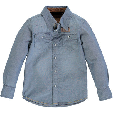 Boy's Denim Round Bottomlong Sleeve Casual Shirt