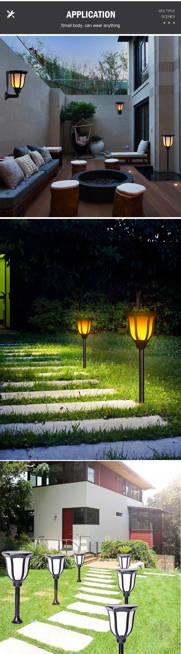 OKELI Modern Outdoor RGB Ip65 Waterproof Pathway Park Solar Led Garden Light