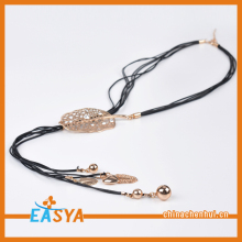 Long Black Chain Infinity Gold Pendant Necklace