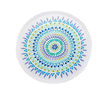 Microfiber Large Printed Round Beach Towel With Tassels