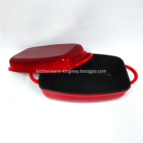 Rectangular Cast Iron Dutch Oven with Grill pan