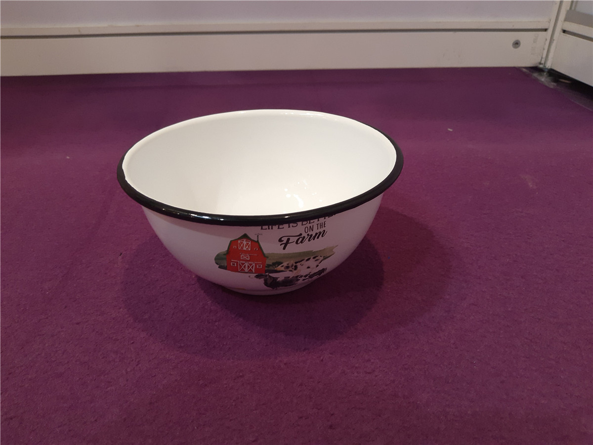 Enamel Cereal Bowl Salad Bowl Camping Bowl with Logo Decal