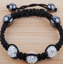Silver Crystal Shamballa Adjustable Lady Hand Side Bracelets