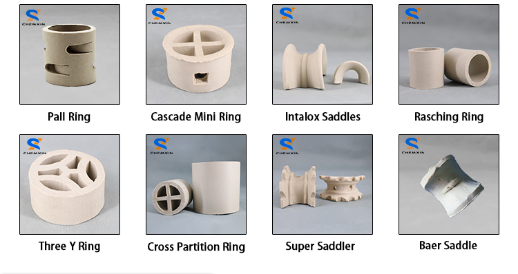 Factory price industry random packing 12-76mm ceramic super intalox saddle ring for drying columns