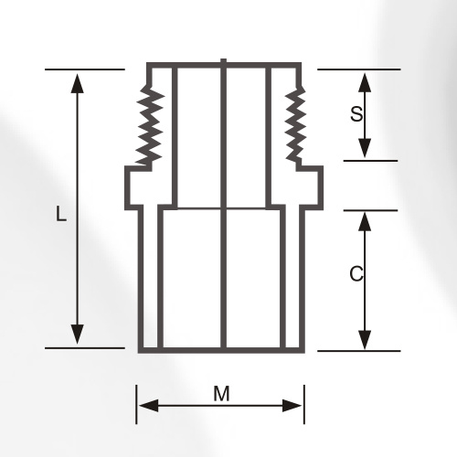 DIN PN16 Alimentation en eau Cpvc Prise mâle Gris