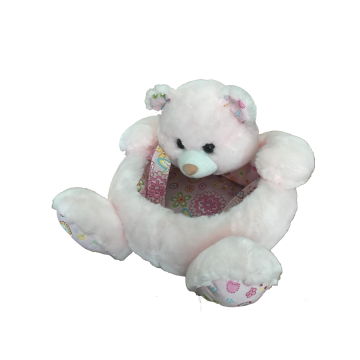 Plush Bear Basket In Pink