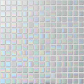 Fichas de piscina de mosaico de vidrio blanco iridiscente