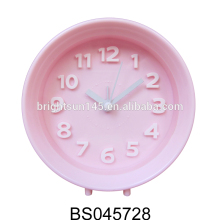 Pink Round Alarm Clock Table Clock Silent Sweep Movement Mute Alarm Clock For Kids Room Decoration