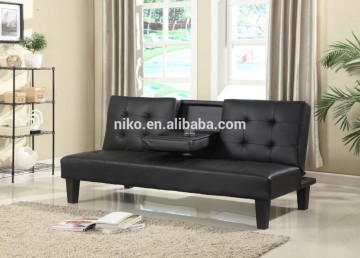 2015 Hot Selling Sofa Bed with Cup Holder, Black,modern leather corner sofa bed