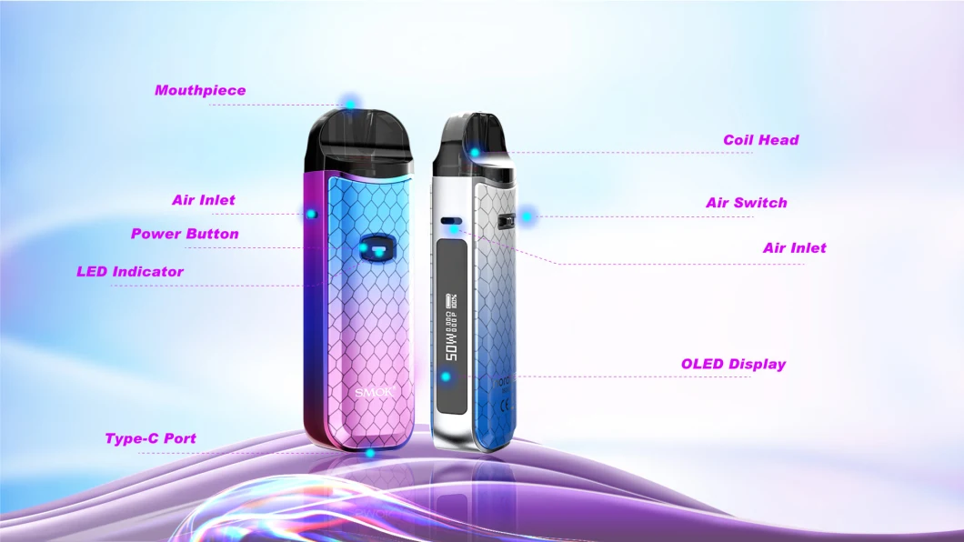Original Vape Powerful Battery Mod Large Capacity Cartridge Smok Nord 50W Mod Mental Pod System USA Tank Mod Party Electronic Cigarette