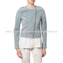 Women's punched sheep skin suede leather jacket