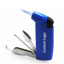 Refillable Multi-Function Butane Cigarette & Cigar Lighter with 3 Cleaning Tools