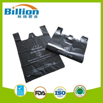 Bolsas para transportistas de compras de impresión de polietileno negro de HDPE de servicio pesado