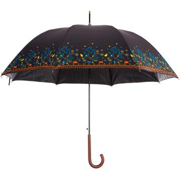 Women's Flower Print Auto Open Straight Umbrella