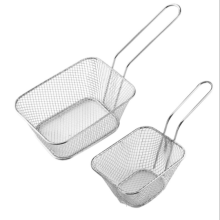 Mini Silver Metal Fry Baskets with Condiment Stand for French Fries