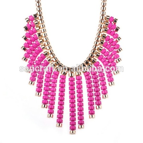 2015 Fashion Women Statement Acrylic Beaded Necklace, Fascinating Latest Design Beads Necklace