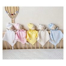 2024 Hot Selling Baby Newborn Minky Dot Soft Fleece Comforter Blanket with Plush Toy