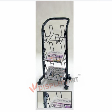 Modern wire three tier newspaper display rack
