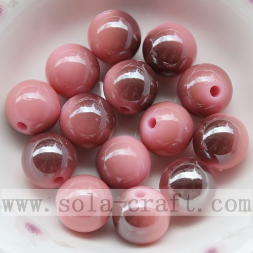 Beautiful solid round smooth acrylic bead with two colors