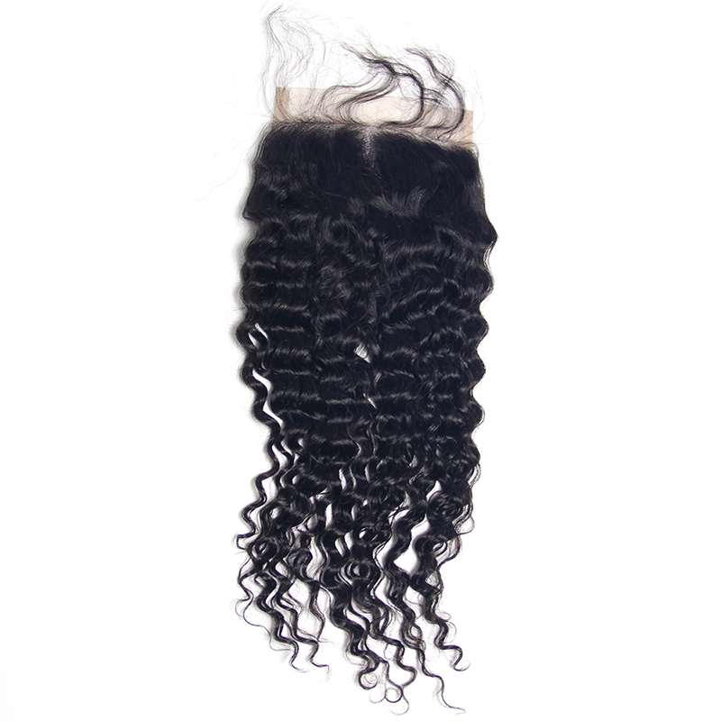 Large in stock unprocessed brazilian human 5x5 deep wave closure, swiss lace 5x5 closure and bundles