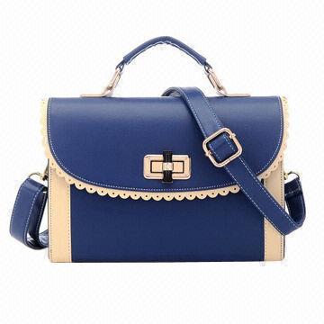 Synthetic leather handbags, frame with twist lock cross body