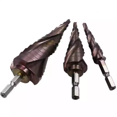 Profesional Hex Shank HSS Step Drill Bit Steel Spiral Cobalt Sheet Cone Cutter Bit untuk Kayu Logam