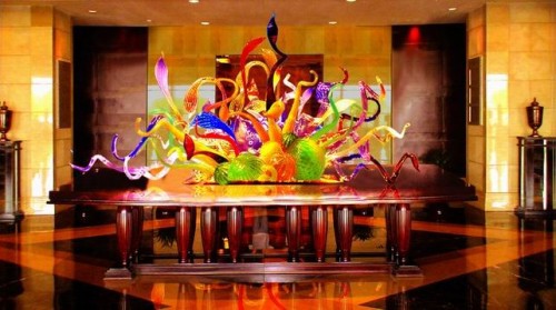 Hotel Lobby Colorful Glass Table Sculpture Decoration (XMHCH-082)