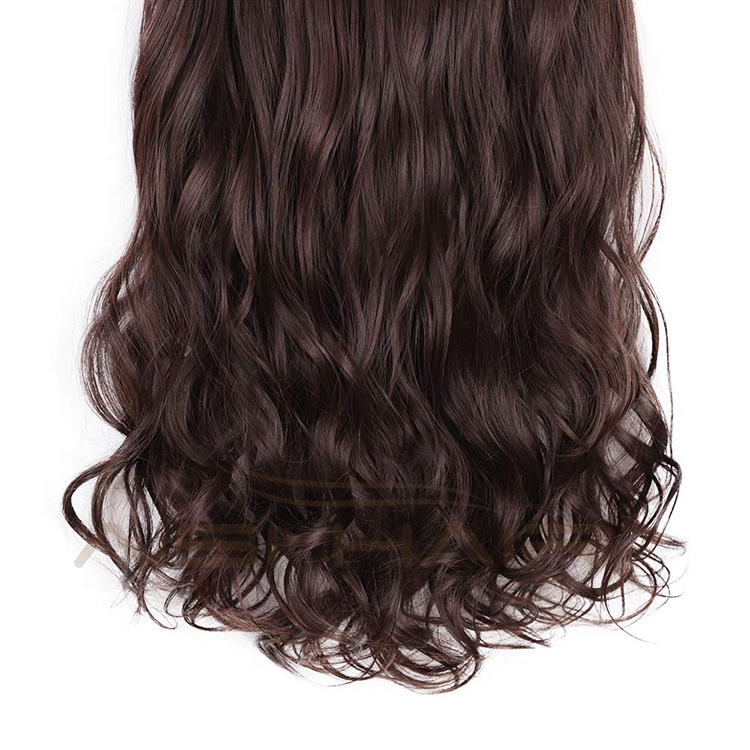 Aisi Hair 4 Clips Long Wavy Synthetic Hair Extensions Clips in High Temperature Fiber Brown Hairpiece for Women