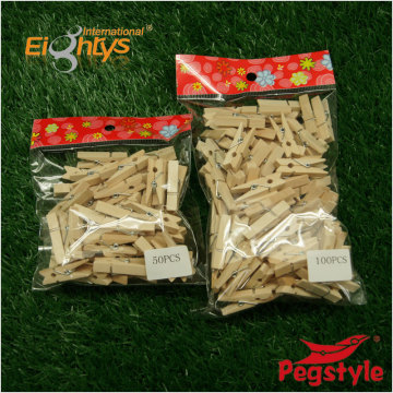 nature color mini wooden pegs