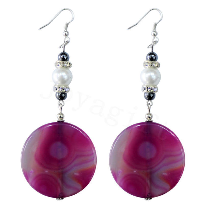 Boucle d&#39;oreille en agate avec pierre naturelle