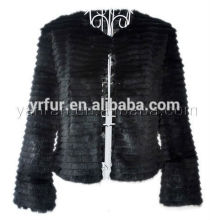 YanRan Fur Factory YR041 Black Sheared Rabbit Fur Jacket/Fashion Design Coats