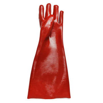 Red PVC coated gloves cotton linning 16''