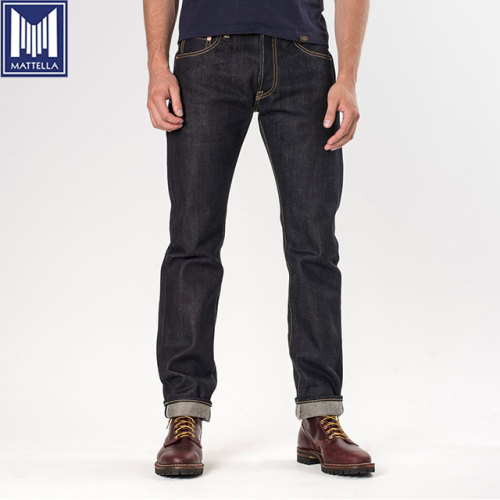 Özelleştirilmiş 22oz Selvedge Mens ağır denim ince kot pantolon