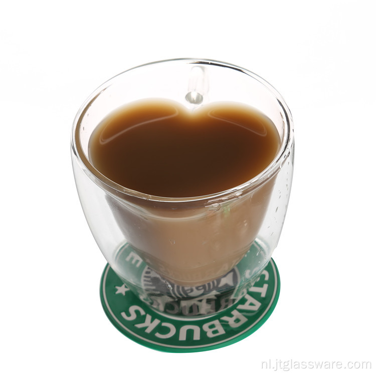 Dubbelwandige grote glazen mok voor koffie