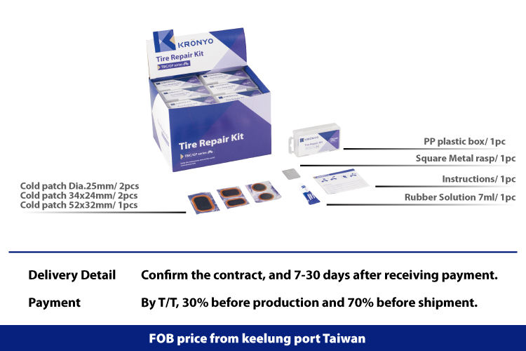 Cold patch tire repair materials with Metal rasp