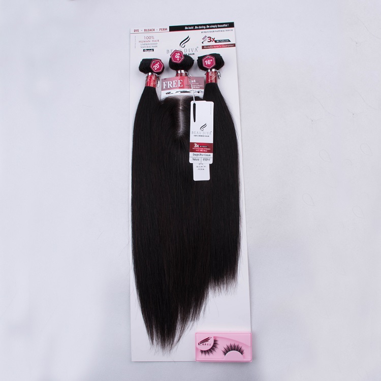 Factory Price Wholesale Hot Sale Fast Delivery 100%10A Human Hair , One Pack Solut Human 60g 60g 55g 3 Bundles With Lace Closure