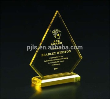 Glass award with words engraved