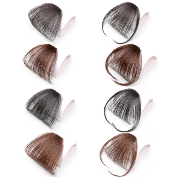Clip in Fringe Bangs 100% Human Hair Extensions Natural Black Brown Flat Bangs With Temples Hairpiece Human Hair Air Bangs