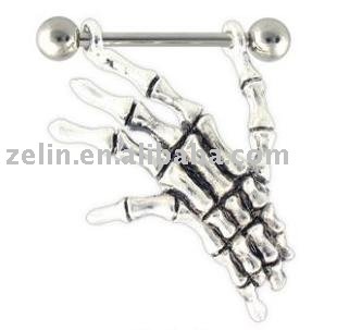 skeleton hand nipple jewelry,nipple ring,316L jewelry