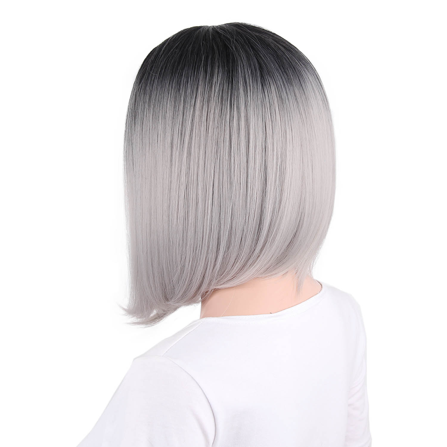 Vigorous Wholosale Ombre Blonde Wigs Synthetic Middle Side WigsCosplay Short Silky Straight Bob Wigs For Women Heat Resistant