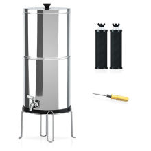 Gravity-fed Water Filter System 2.25 Gallon, Stainless Steel Water Purifier System with 2 Water Filter